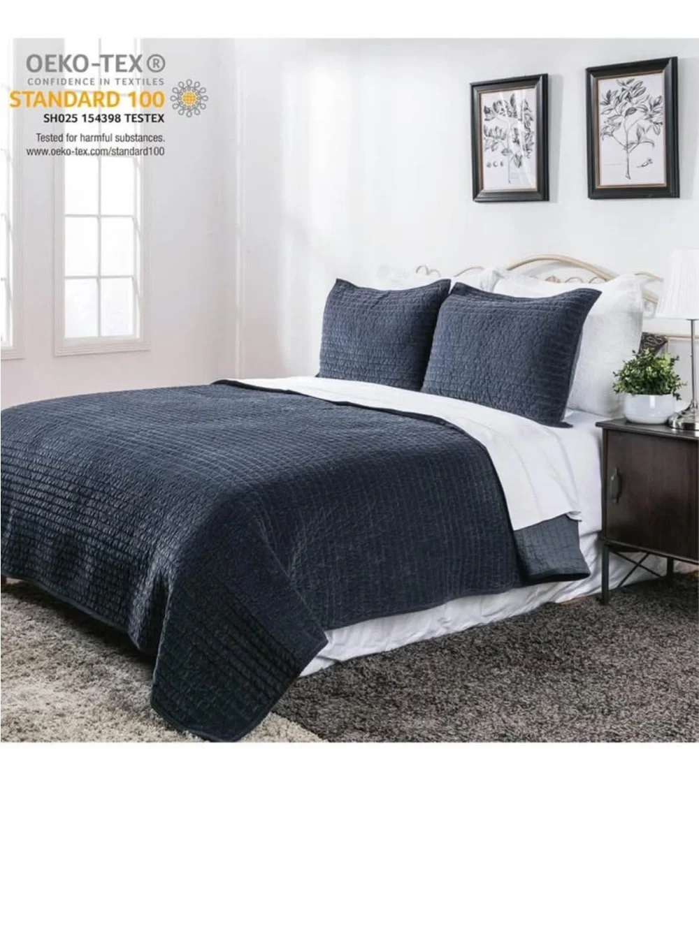 ELEGANT LIFE HOME Reversible Royal Cotton Velvet Pic-Stitch Bedding Quilt - King